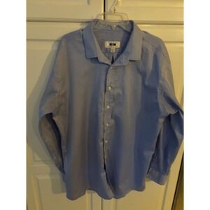 Joseph Abboud Custom Dress Shirt Mens Blue Herringbone 100% Cotton Button Down